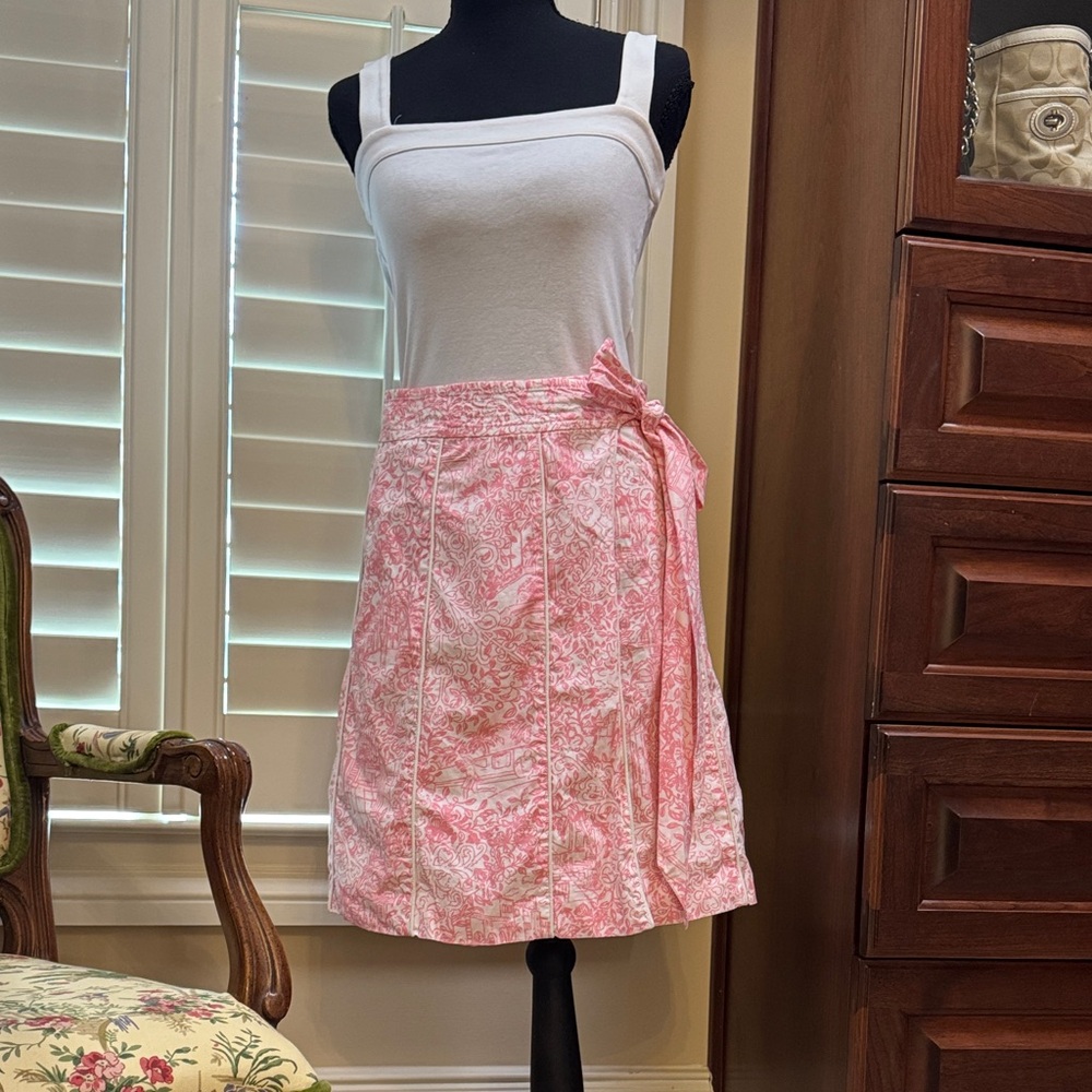 Lilly Pulitzer Jubilee Pink A-Line Wrap Skirt, Size 4
